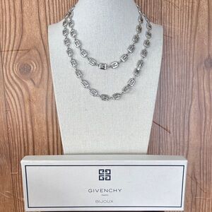 Givenchy Paris Bijoux G logo chain link necklace Silver Tone 30"